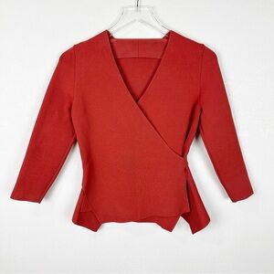 The Fold UK Orange Stretch Blouse Small